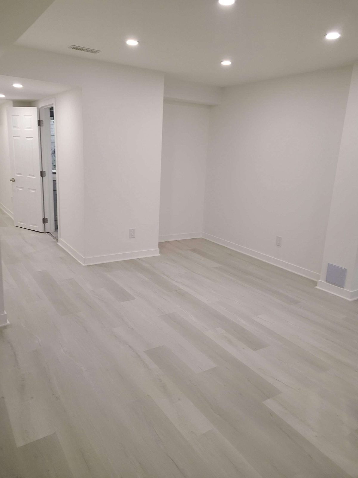 Newly finished lower-level room ready for use