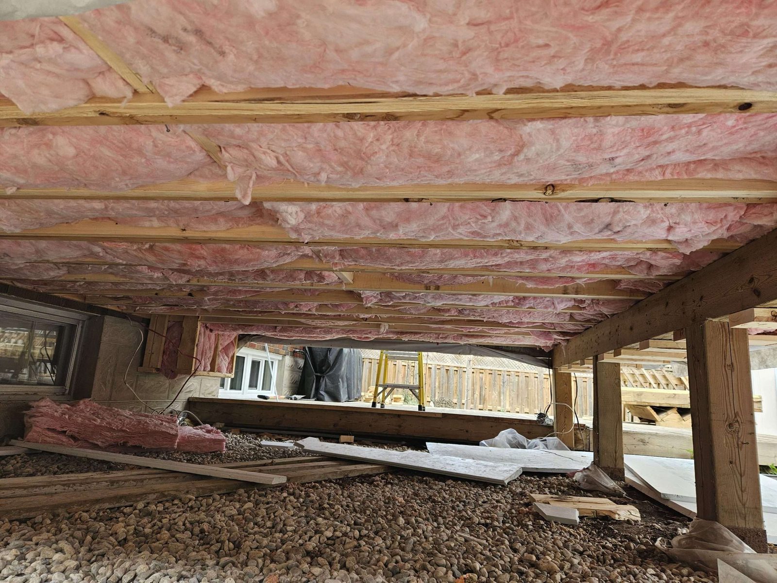 Insulation and framing interior during construction